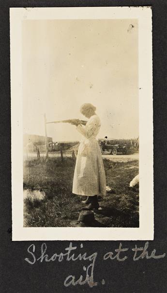 (PHOTOGRAPHY.) Pair of photo albums showing boxcar-riding, gun-toting, cowboy women and more.